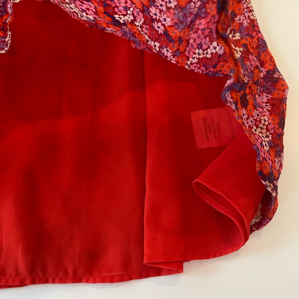 Draper James Red Floral Flutter Sleeve Blouse XS - Picture 3 of 6